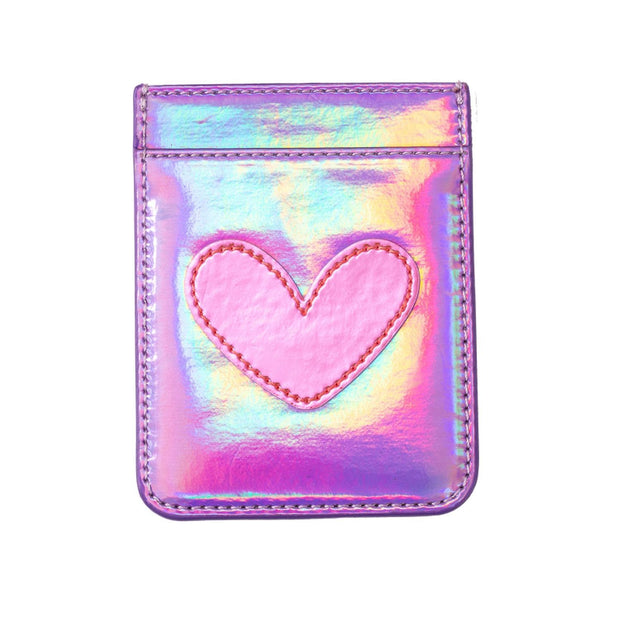 Iridescent Purple with Pink Heart Phone Wallet