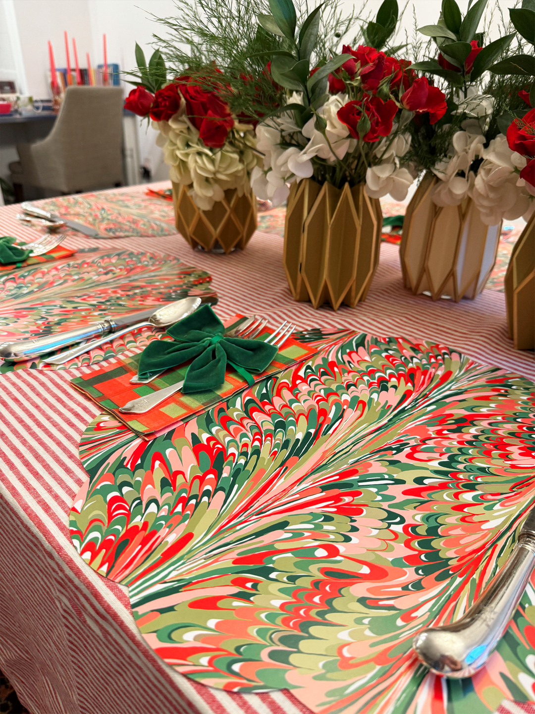 Holiday Plaid Linen-feel Paper Napkin/Guest Towel | Set of25