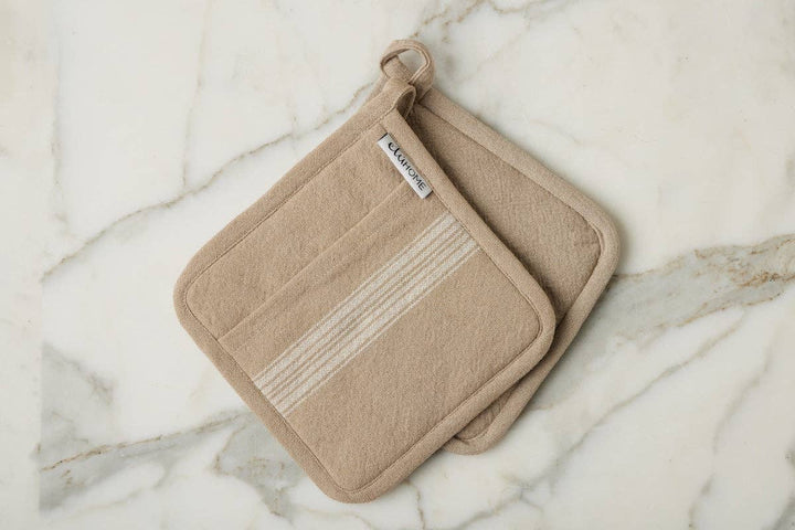 Pot Holder, Vintage White Stripe, Set of 2