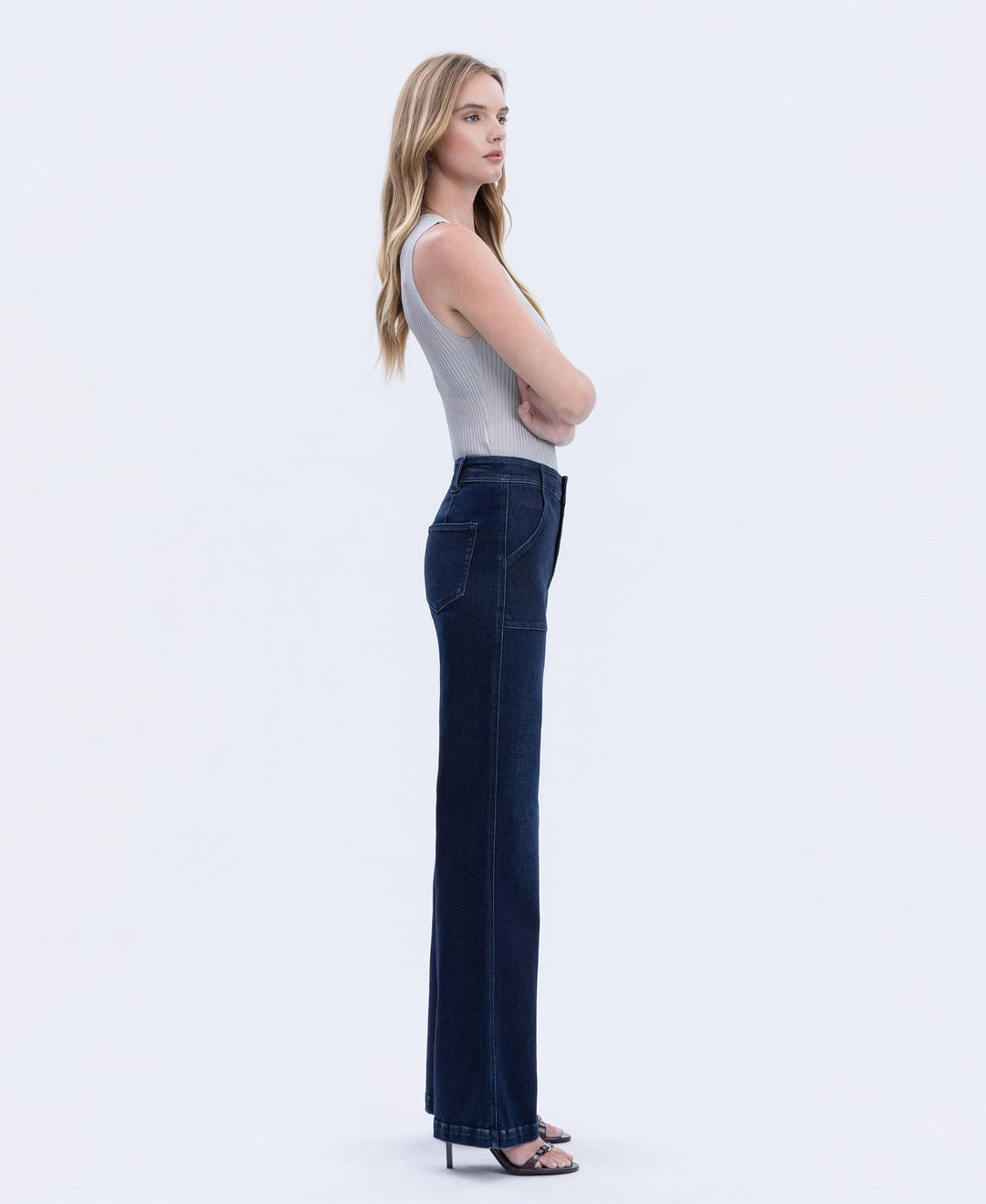 VERVET by FLYING MONKEY - SUPER HIGH RISE FULL LENGTH VINTAGE FLARE JEANS T7011