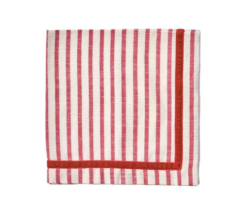 Velvet Red and White Stripe Napkin