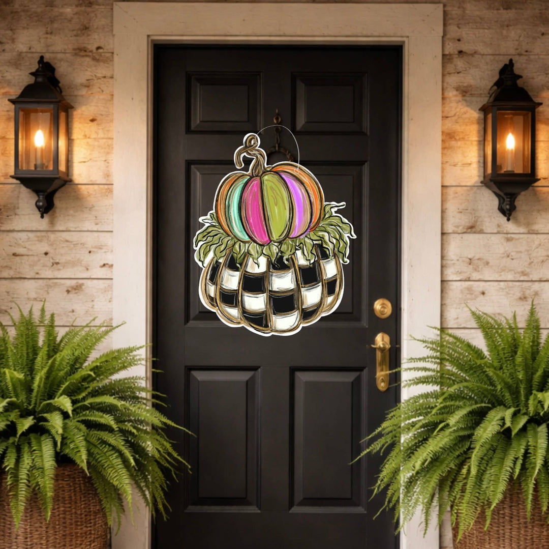 Deep South Designs LLC - Checkered Pumpkin Stack