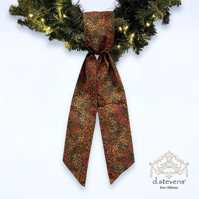Autumn Trees Orange &amp; Yellow Taffeta Wreath Sash