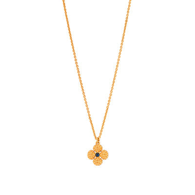 Berry Clover Double Sided Charm Necklace, 16"+2" - Blue Labradorite
