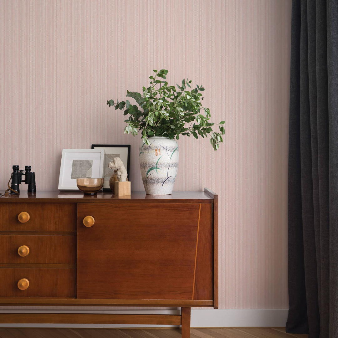 Tempaper - Grasscloth Blush Peel and Stick Wallpaper, 28 sq. ft.