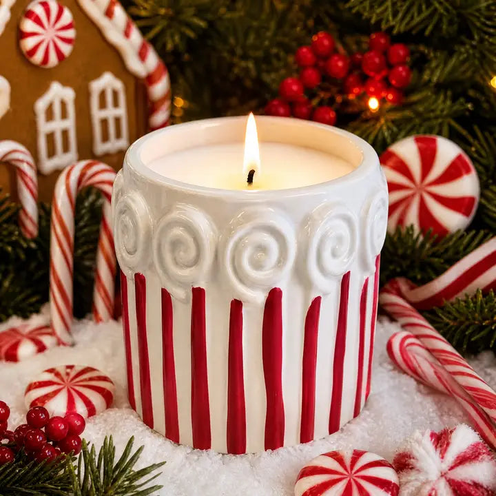 Peppermint Lane 9oz Hand Painted Lollipop Candle