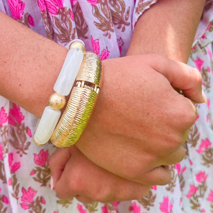 Clear and Gold Statement Stretch Bracelet