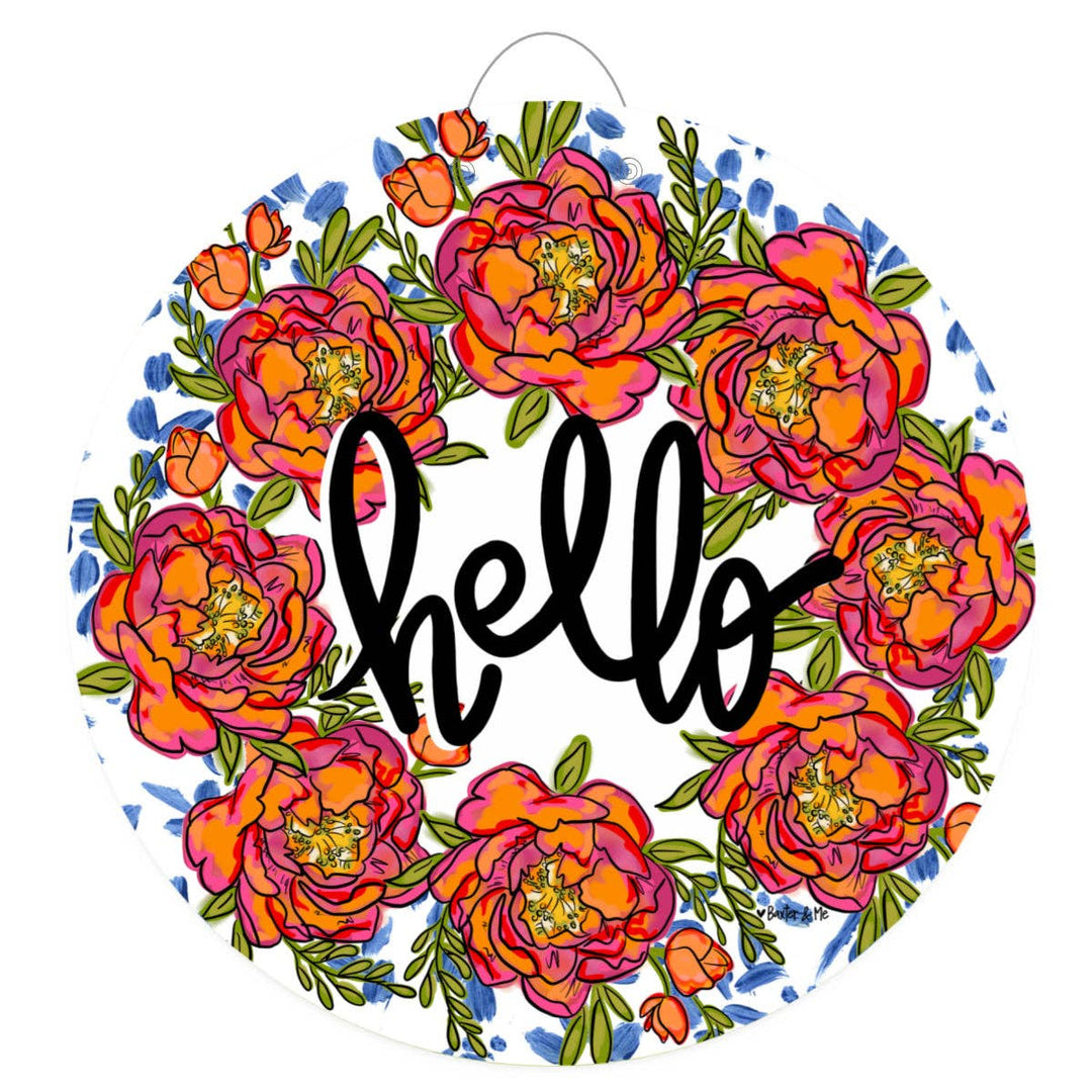 Baxter & Me - Hello Peony Wreath Door Hanger