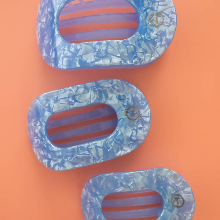 TELETIES - Flat Round Hair Clip | Large | Blue Lagoon