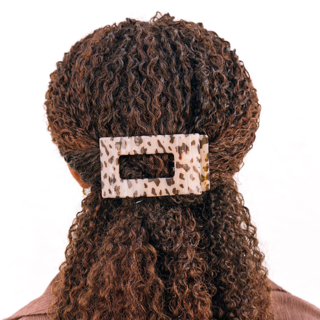 TELETIES - Flat Rectangle Hair Clip | Medium | Blonde Tortoise