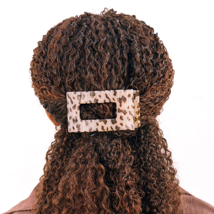TELETIES - Flat Rectangle Hair Clip | Medium | Blonde Tortoise