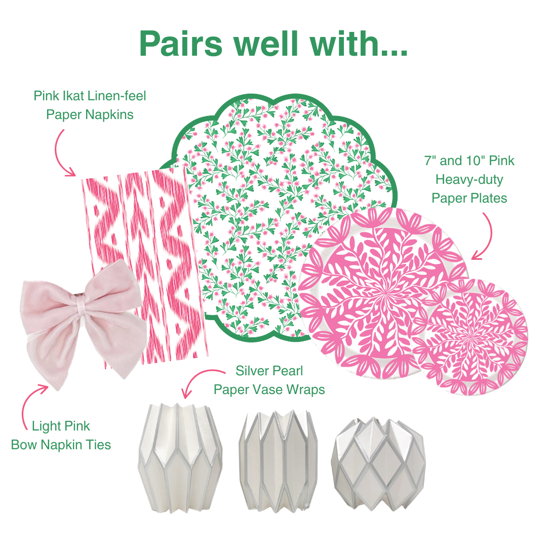 Cherry Blossom Floral Scalloped Paper Placemats | Set of 24