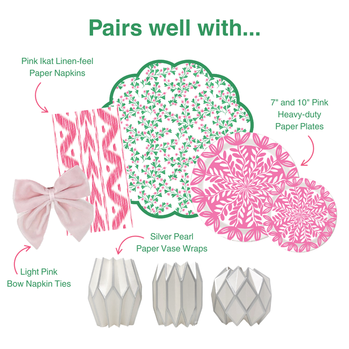 Cherry Blossom Floral Scalloped Paper Placemats | Set of 24