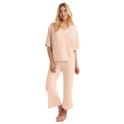 Dream Relaxed V-Neck with Capri Lounge Set - Apricot