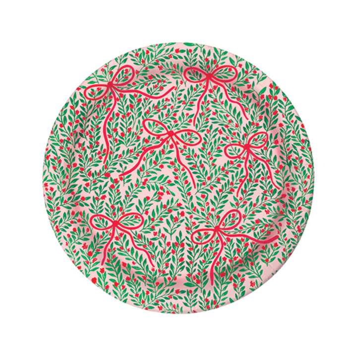 Holiday Bow Garden Heavy Duty Paper Plate (10") | 8 Plates