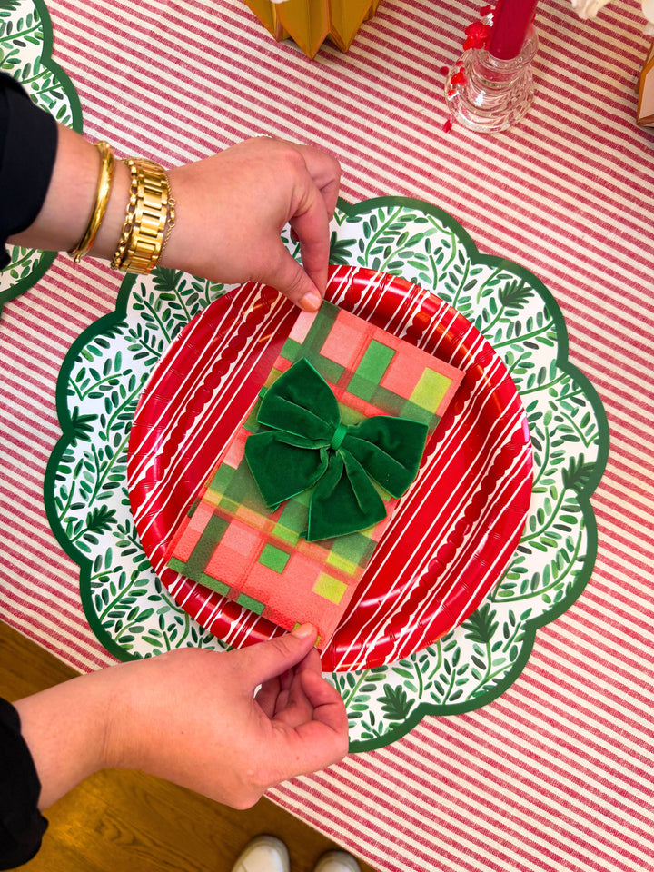 Holiday Plaid Linen-feel Paper Napkin/Guest Towel | Set of25