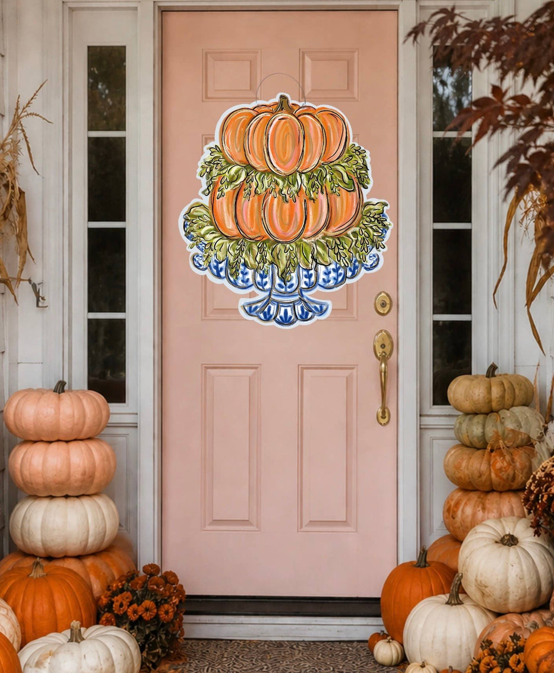 Stacked Pumpkins  Door Hanger