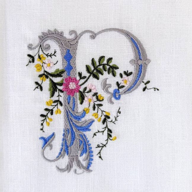 Arte Italica & Crown Linen Designs - Heritage Floral Monogram Linen Towel - New