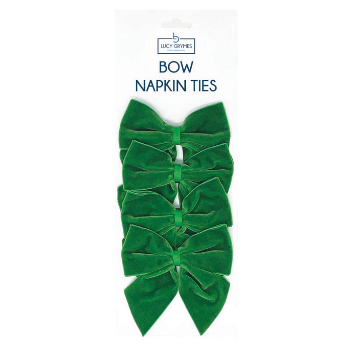 Green Velvet Bow Napkin Ties | Set of 4