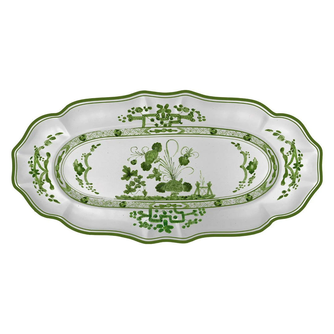 VIDA Faenza Long Rectangle Tray - Green &amp; White