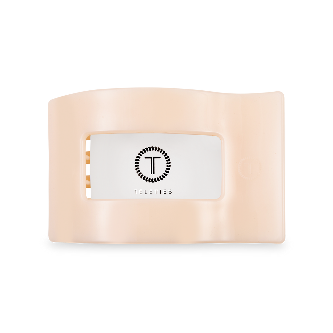TELETIES - Flat Rectangle Hair Clip | Medium | Almond Beige
