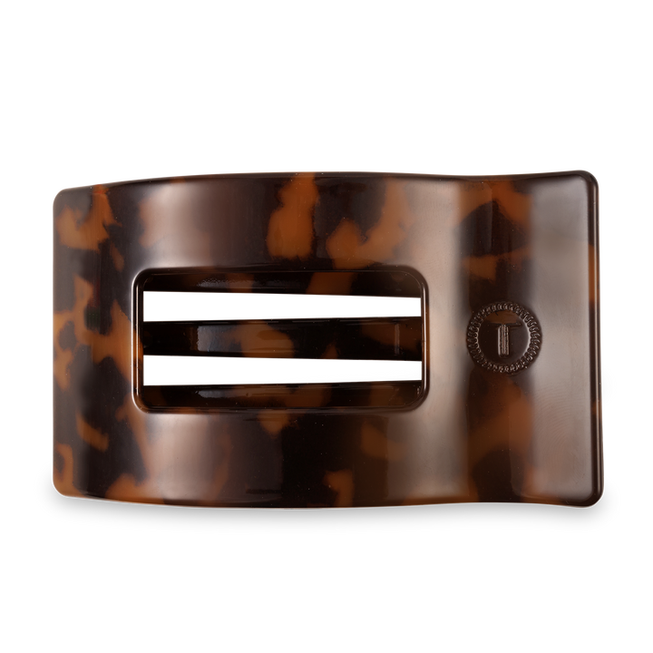 TELETIES - Flat Rectangle Hair Clip | Large | Tortoise