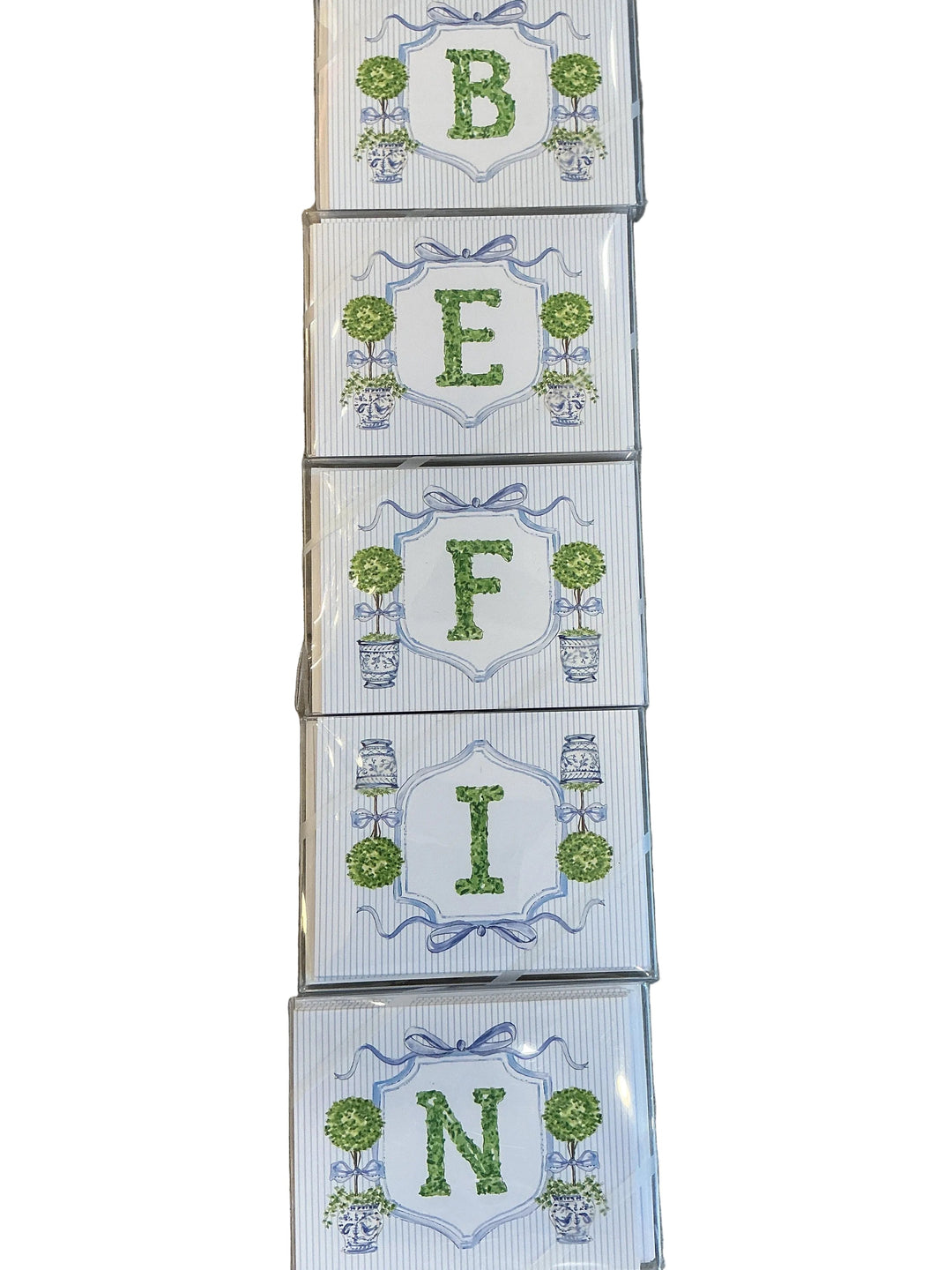 Boxwood Topiary Crest Monogram Folded Notes