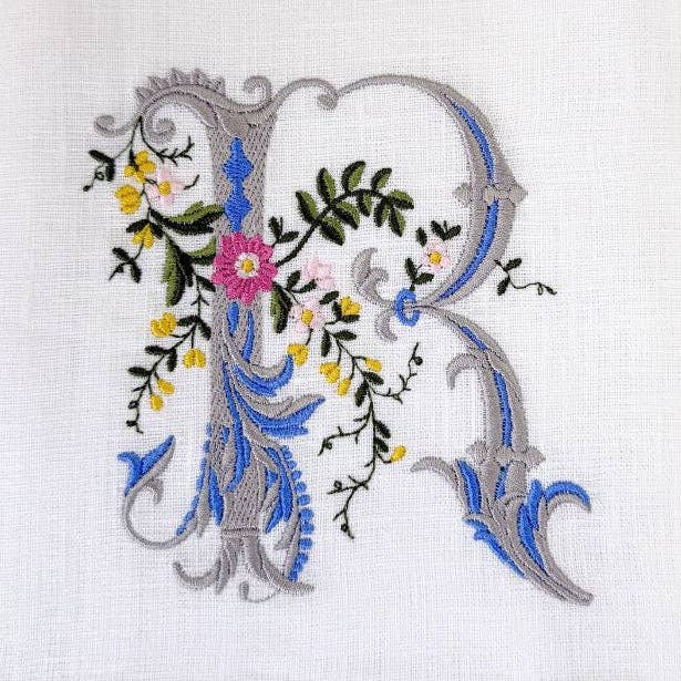 Arte Italica & Crown Linen Designs - Heritage Floral Monogram Linen Towel - New