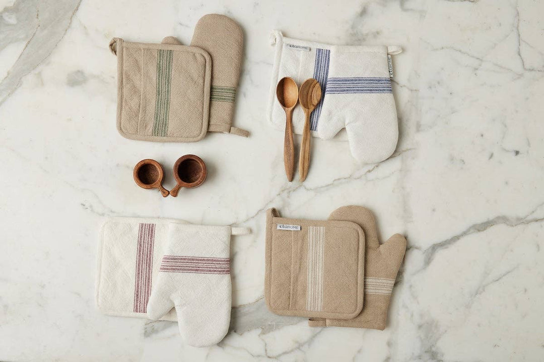 Oven Mitt, Vintage White Stripe, Set of 2