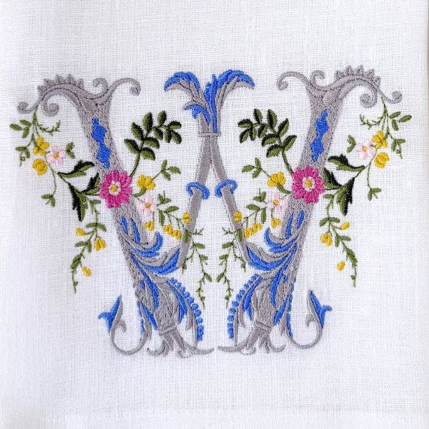 Arte Italica & Crown Linen Designs - Heritage Floral Monogram Linen Towel - New