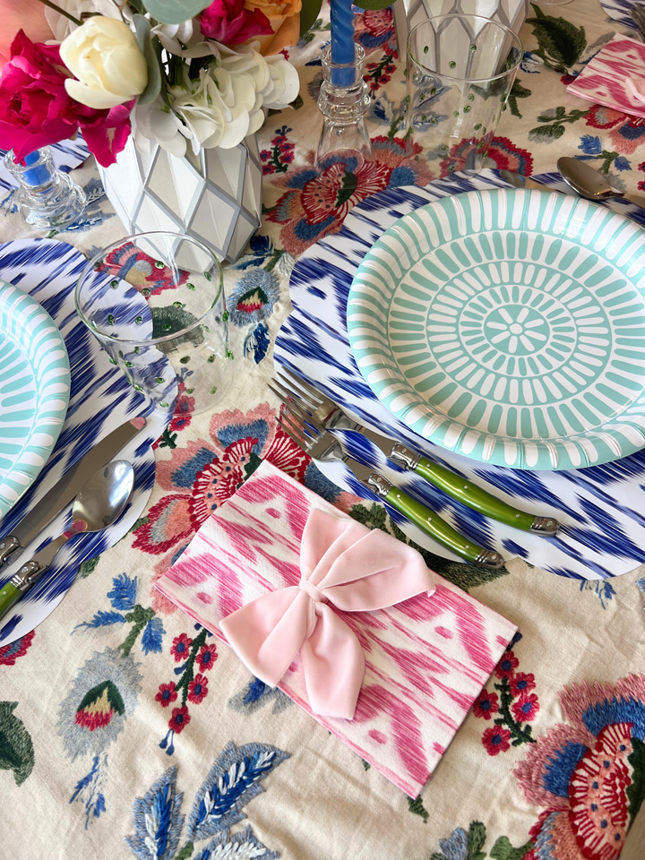 Pink Ikat linen-feel Paper Guest Towel / Napkin | Set of 25