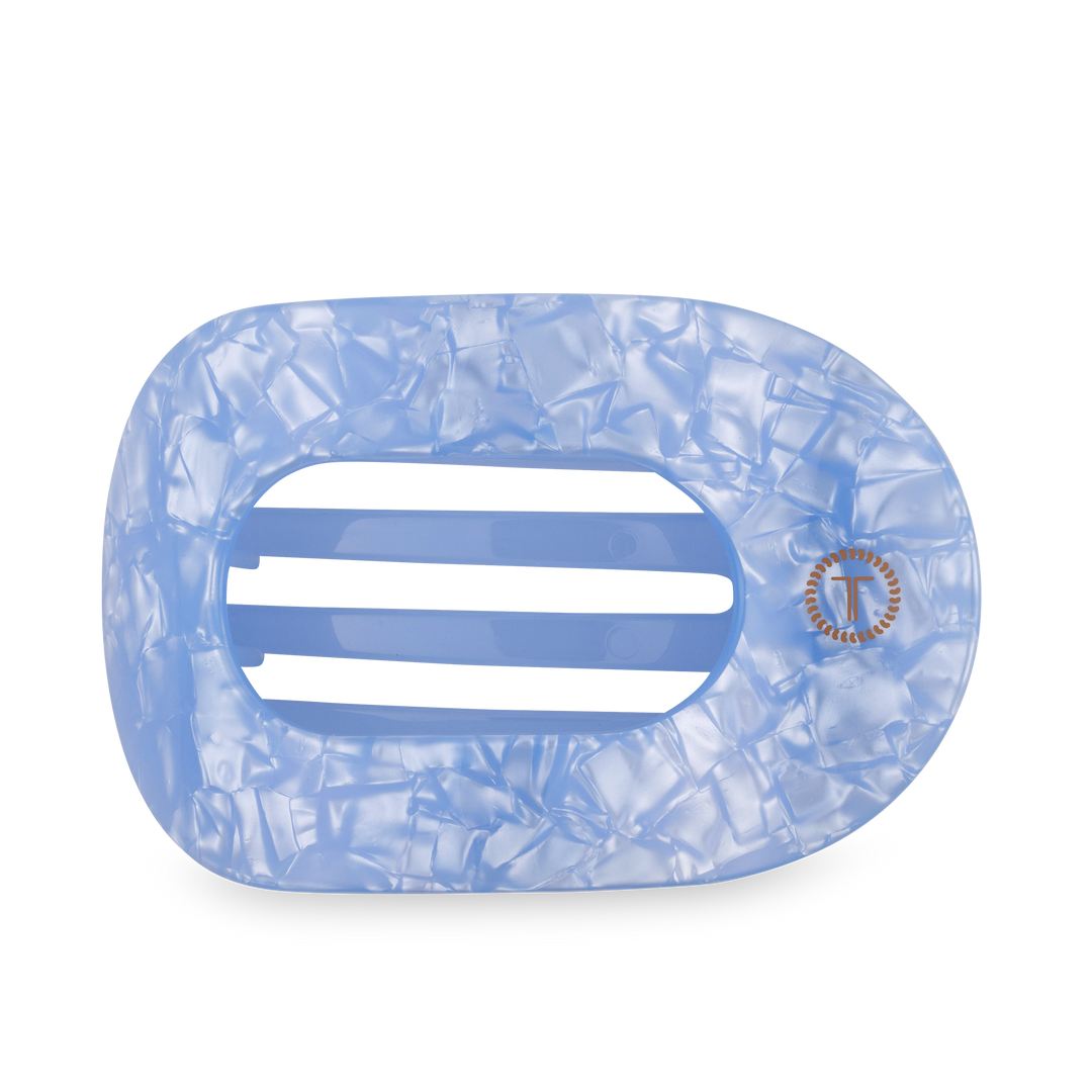TELETIES - Flat Round Hair Clip | Large | Blue Lagoon