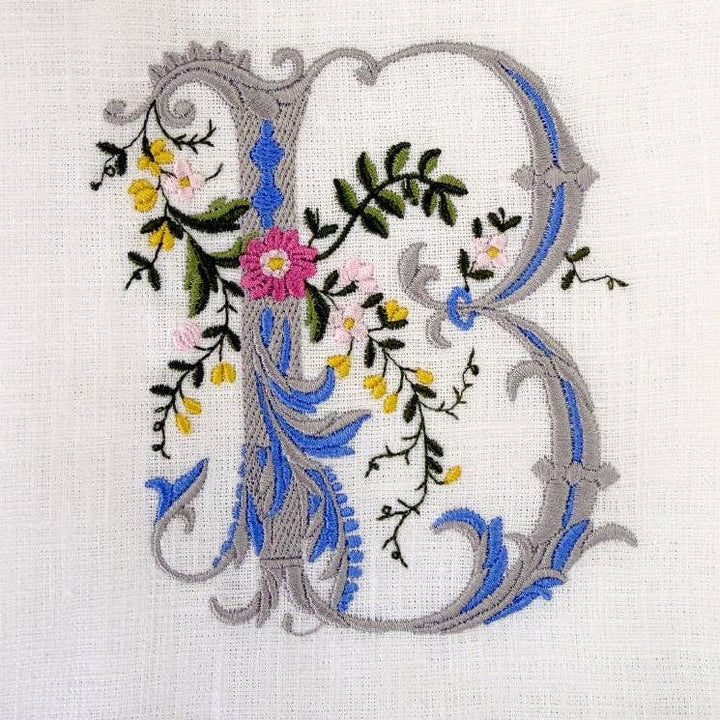 Arte Italica & Crown Linen Designs - Heritage Floral Monogram Linen Towel - New