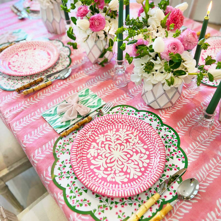 Cherry Blossom Floral Scalloped Paper Placemats | Set of 24