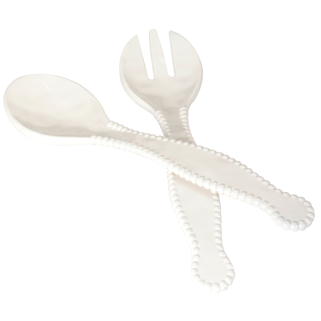 Perlette Cream Melamine 2pc Salad Servers