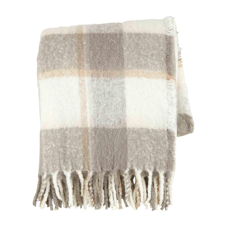 Gray and White Plaid Blanket