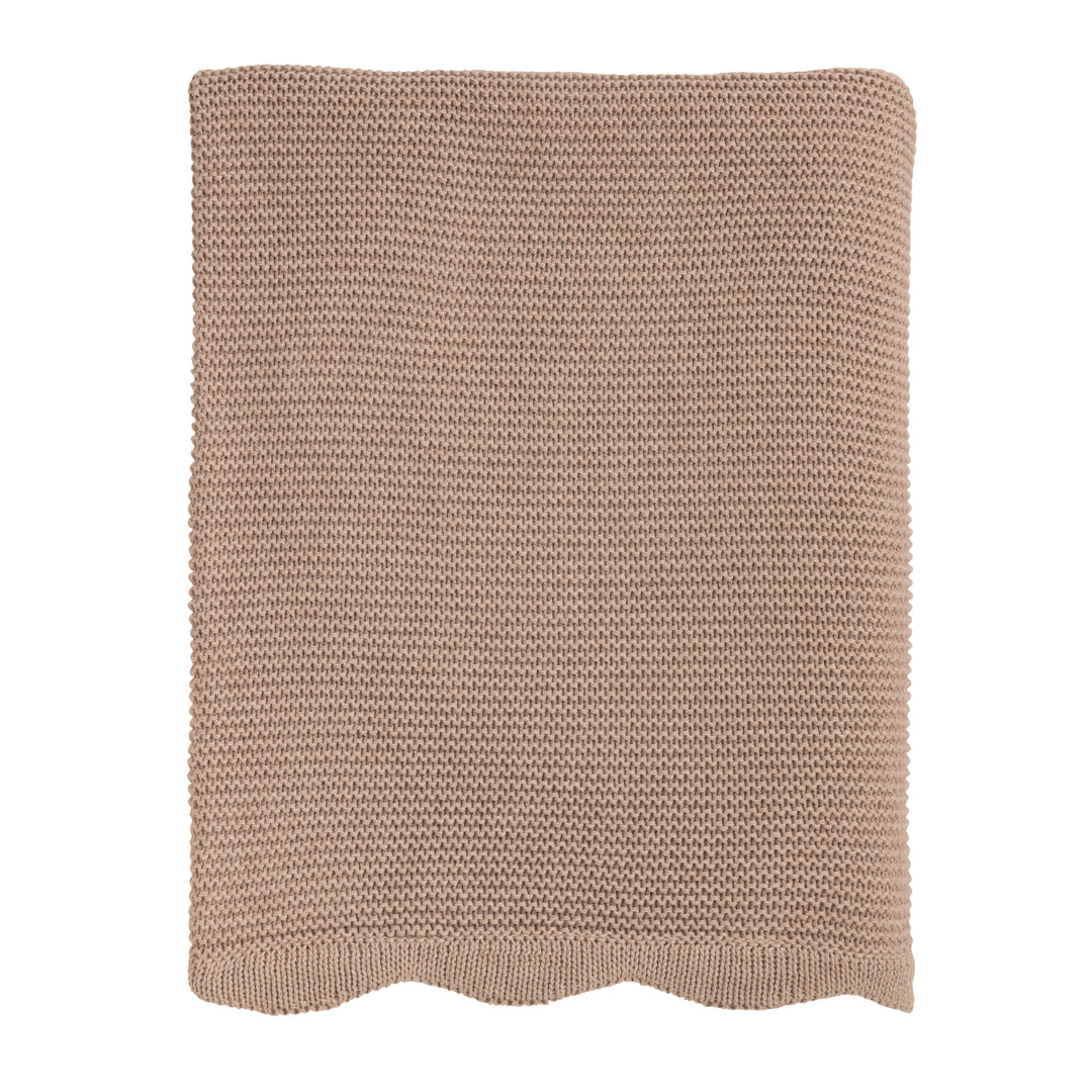 Taupe Scalloped Throw Blanket
