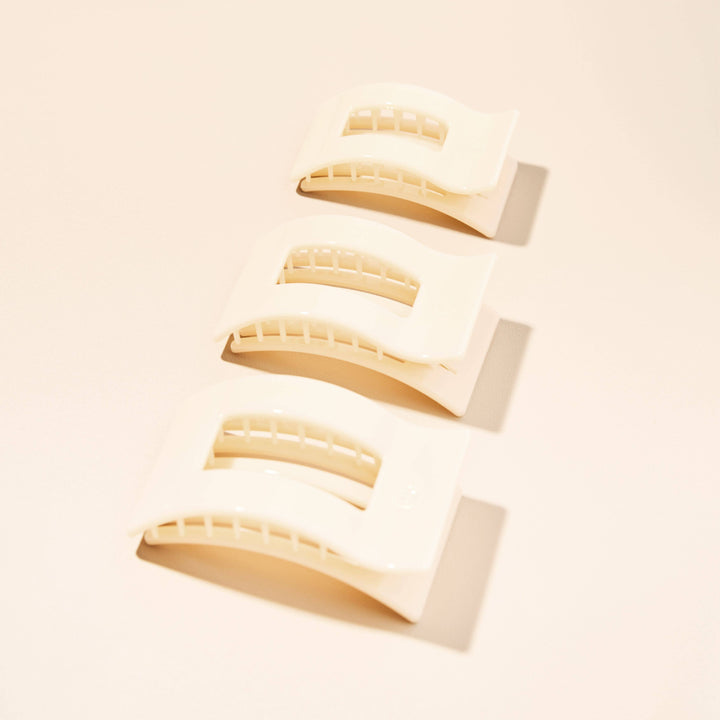 TELETIES - Flat Rectangle Hair Clip | Medium | Almond Beige