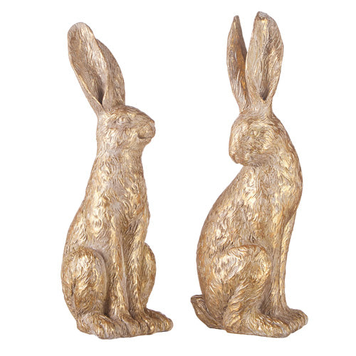 12.25" Gold Resin Bunny