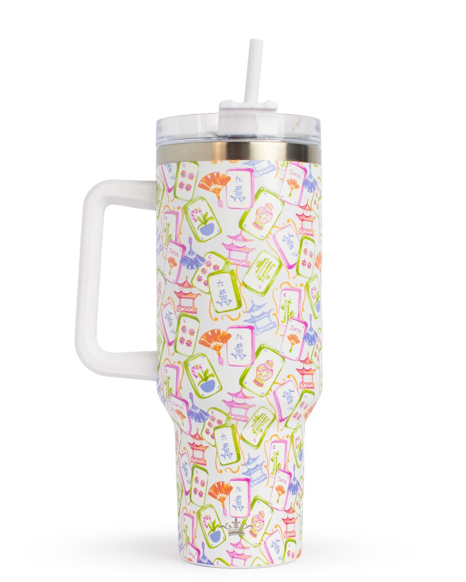 Mahjong 40 oz Tumbler - White/Multi