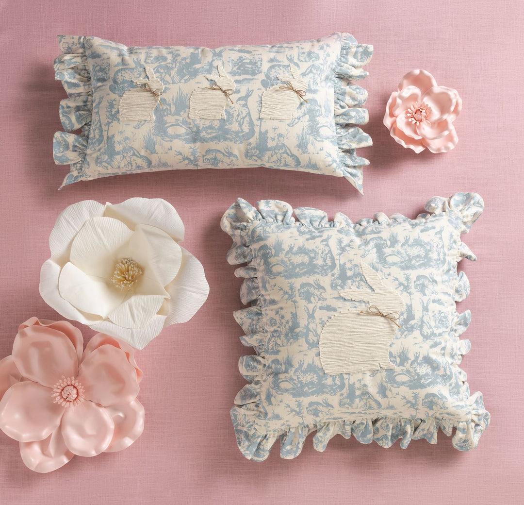 Square Toile Bunny Pillow