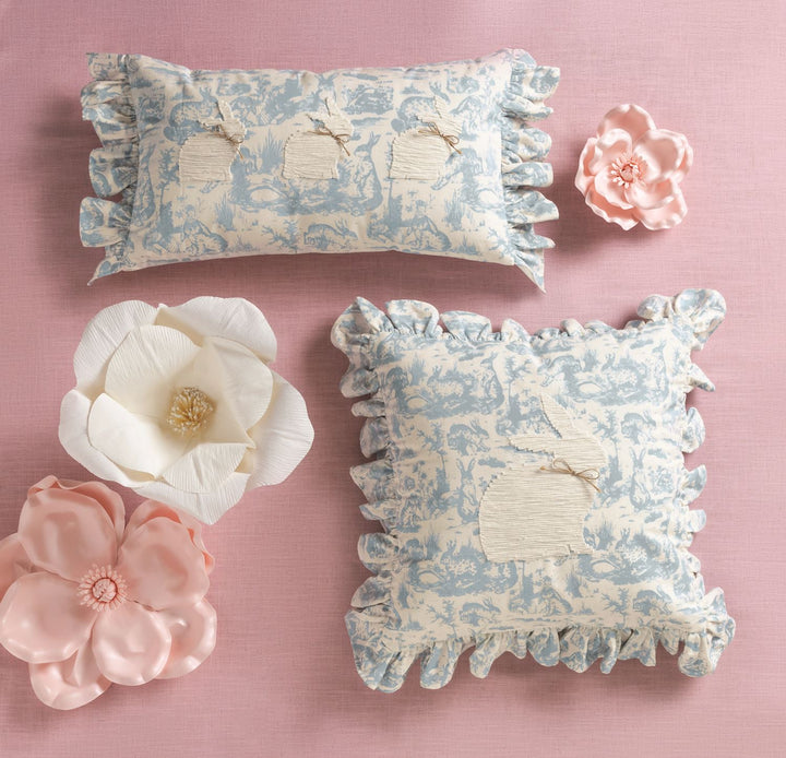 Square Toile Bunny Pillow