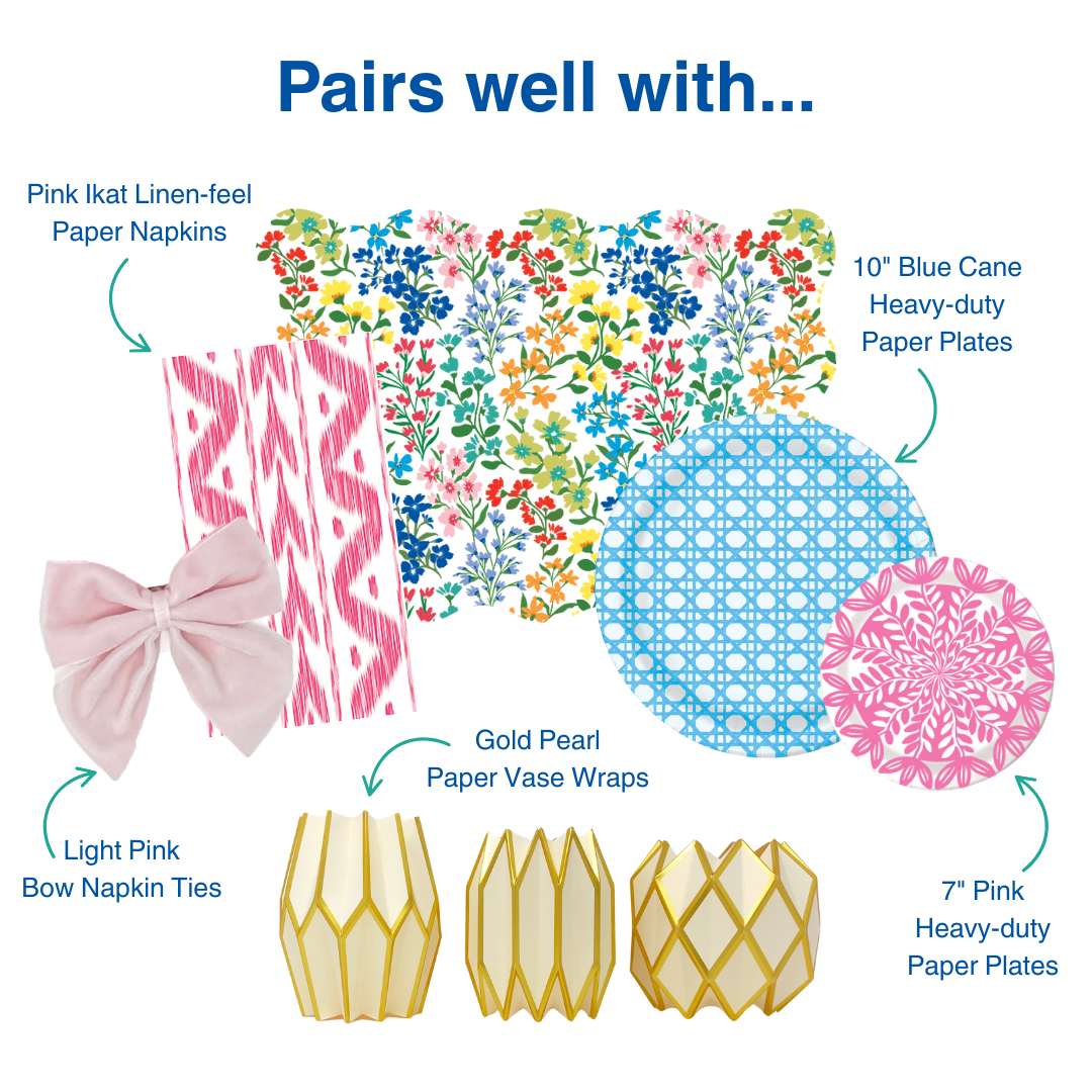 Floral Bloom Scalloped Rectangle Paper Placemats | Set of 24