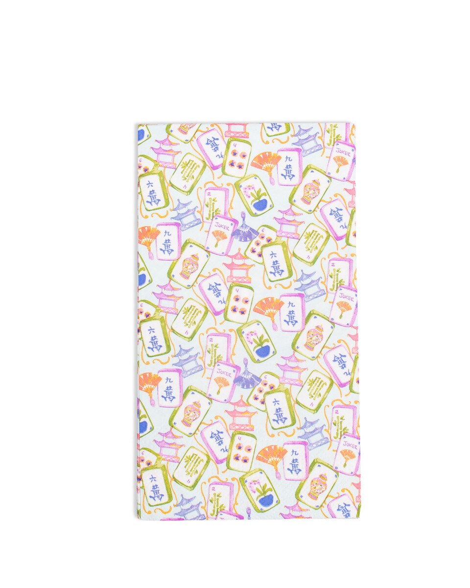 Mahjong Guest Napkins - Light Blue/Multi