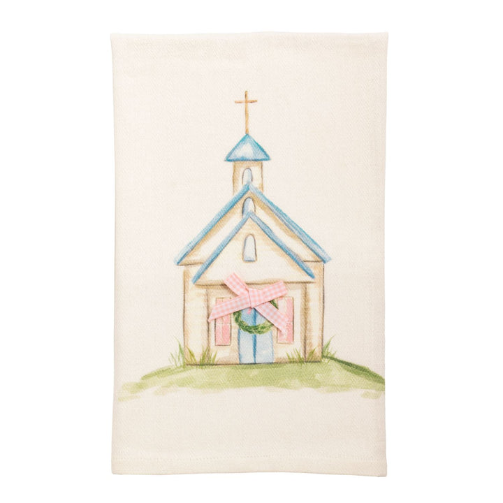 Church With Wreath Easter Towel