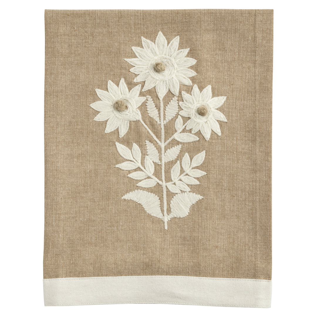 Chambray Embroidered Tea Towel