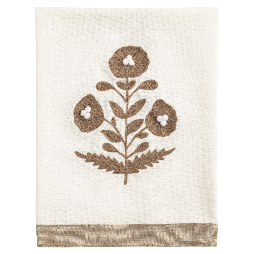 Cream Embroidered Tea Towel