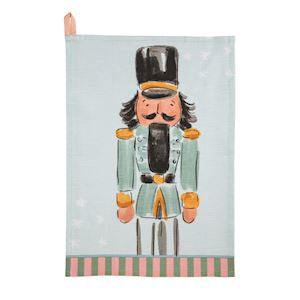 Blue Nutcracker Stripe Hem Hand Towel