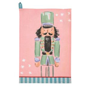 Green Nutcracker Stripe Hem Hand Towel