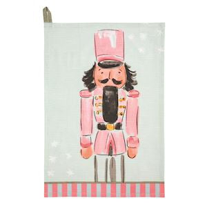 Pink Nutcracker Stripe Hem Hand Towel
